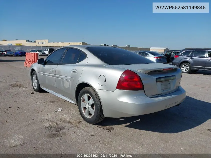 2008 Pontiac Grand Prix VIN: 2G2WP552581149845 Lot: 40308303