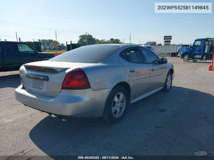 2008 Pontiac Grand Prix VIN: 2G2WP552581149845 Lot: 40308303