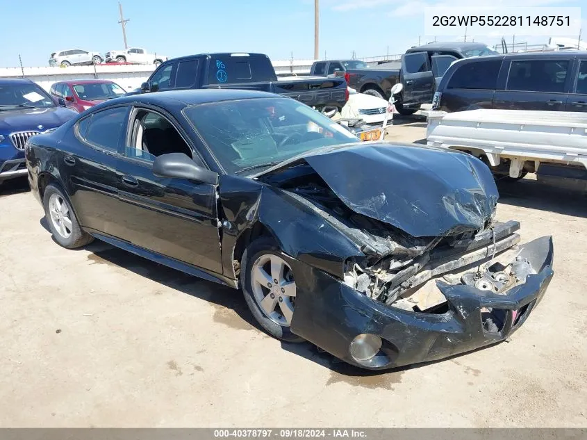 2008 Pontiac Grand Prix VIN: 2G2WP552281148751 Lot: 40378797