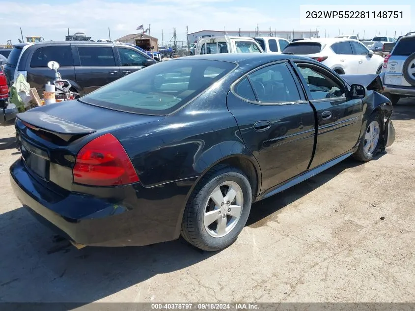 2008 Pontiac Grand Prix VIN: 2G2WP552281148751 Lot: 40378797