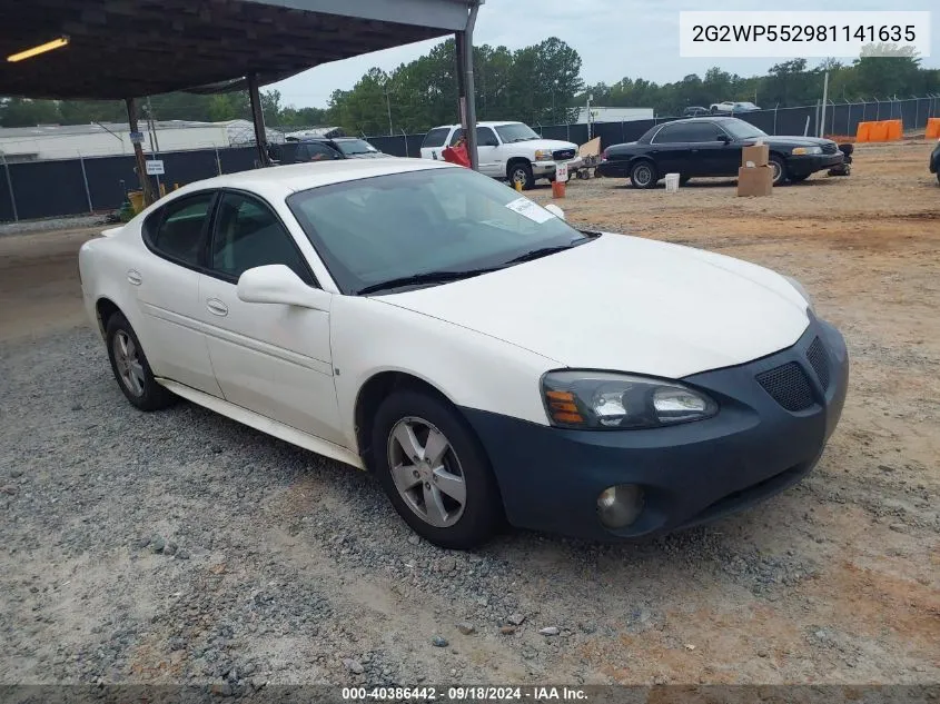 2008 Pontiac Grand Prix VIN: 2G2WP552981141635 Lot: 40386442