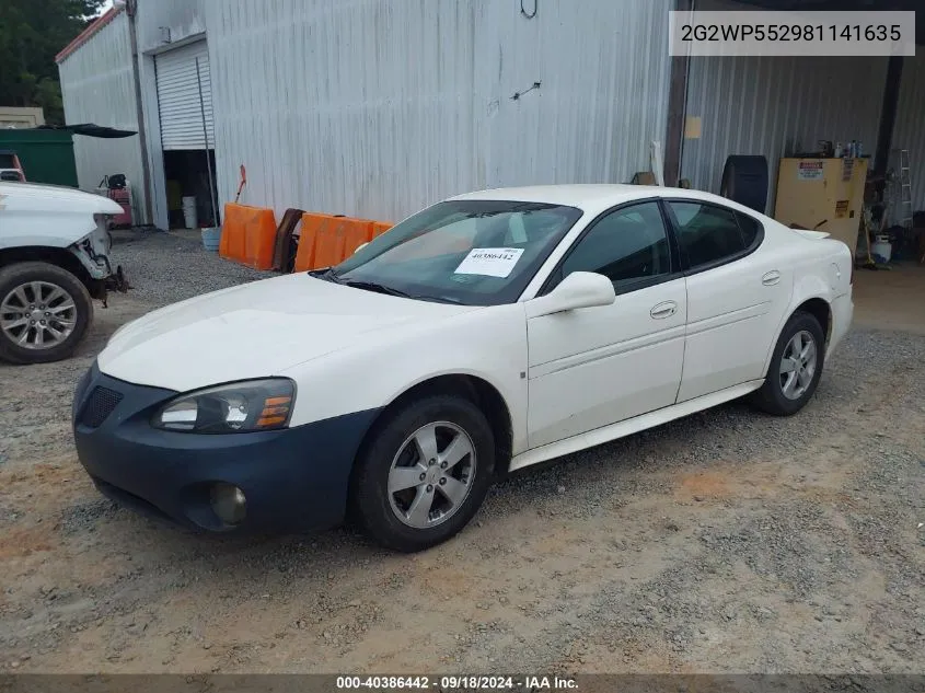 2008 Pontiac Grand Prix VIN: 2G2WP552981141635 Lot: 40386442