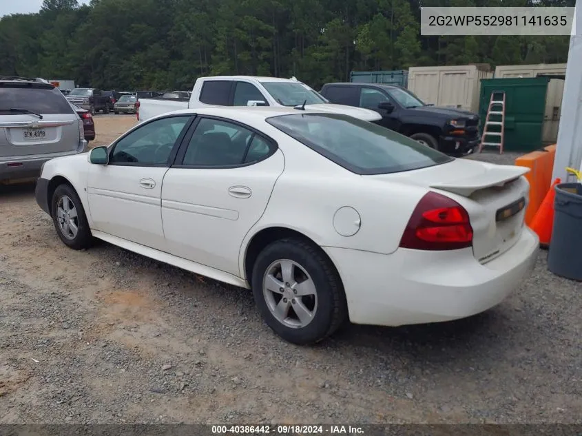 2008 Pontiac Grand Prix VIN: 2G2WP552981141635 Lot: 40386442