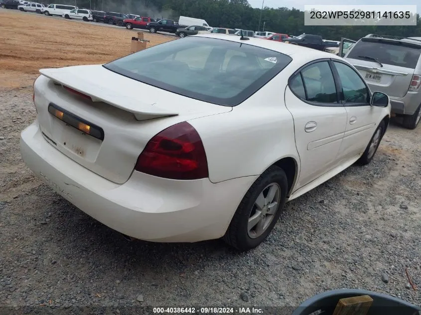 2008 Pontiac Grand Prix VIN: 2G2WP552981141635 Lot: 40386442