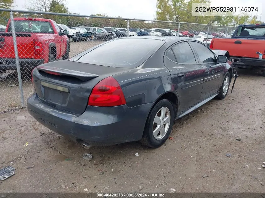 2008 Pontiac Grand Prix VIN: 2G2WP552981146074 Lot: 40420278