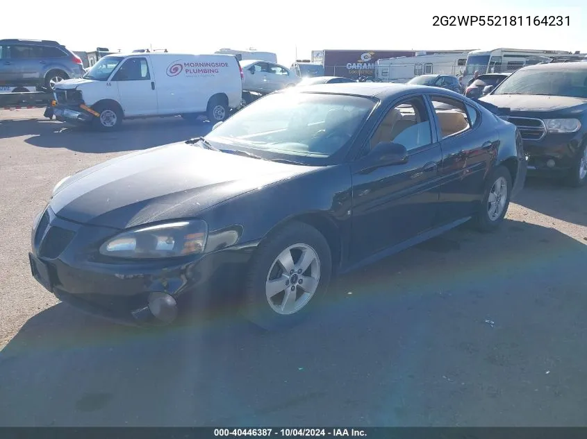 2008 Pontiac Grand Prix VIN: 2G2WP552181164231 Lot: 40446387