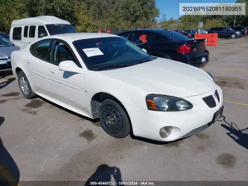 2008 Pontiac Grand Prix VIN: 2G2WP552081180355 Lot: 40480712