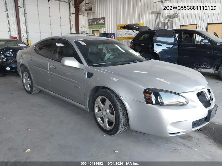 2008 Pontiac Grand Prix Gxp VIN: 2G2WC55C881112129 Lot: 40494682