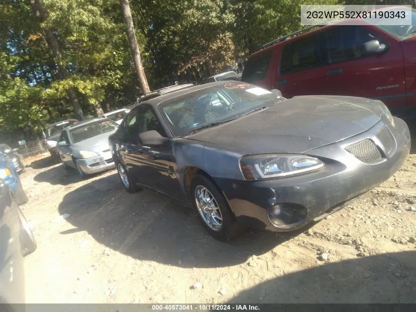 2008 Pontiac Grand Prix VIN: 2G2WP552X81190343 Lot: 40573041