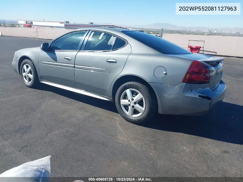 2008 Pontiac Grand Prix VIN: 2G2WP552081127963 Lot: 40685728