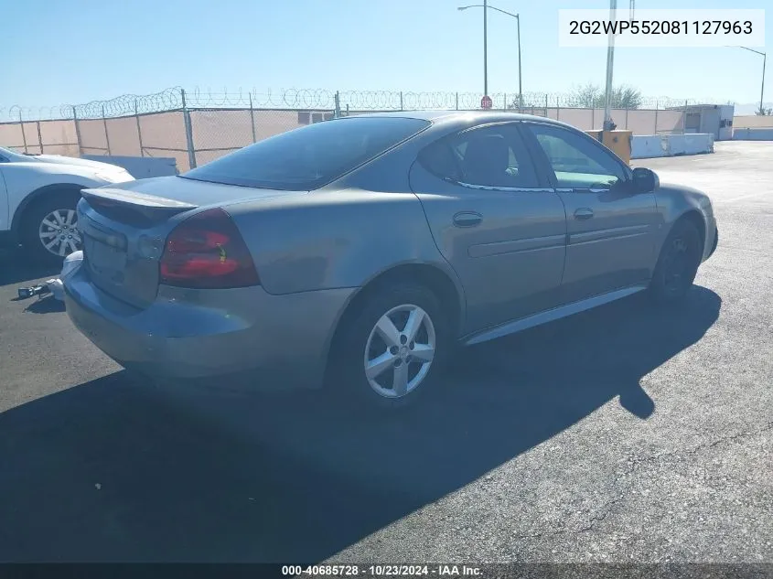 2008 Pontiac Grand Prix VIN: 2G2WP552081127963 Lot: 40685728