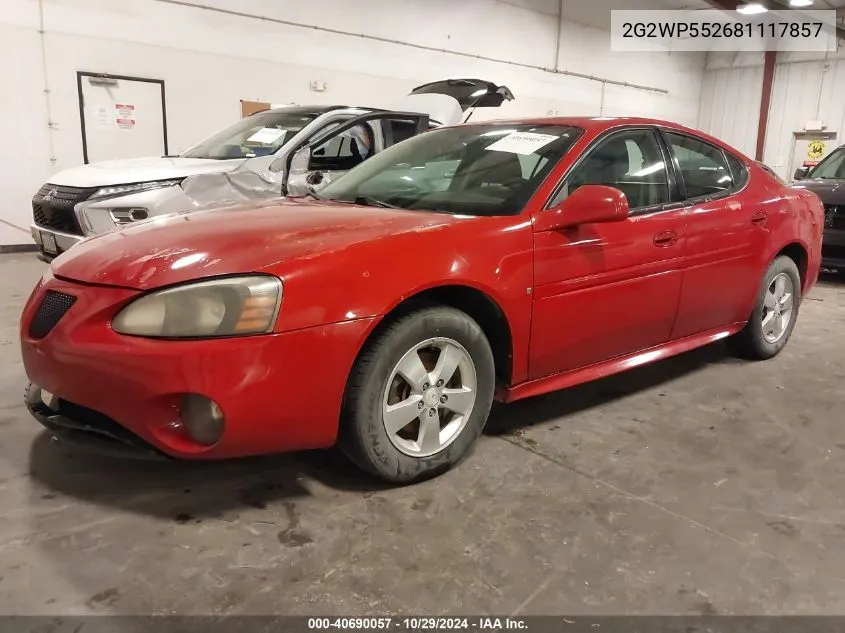 2008 Pontiac Grand Prix VIN: 2G2WP552681117857 Lot: 40690057