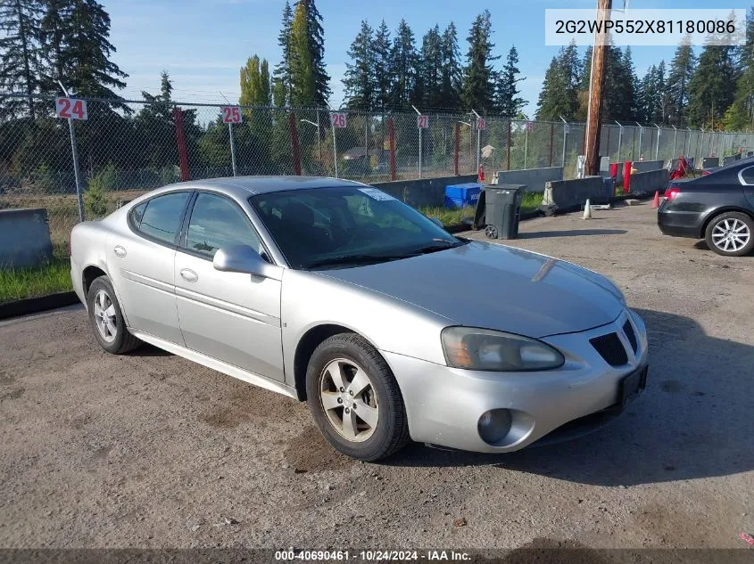 2008 Pontiac Grand Prix VIN: 2G2WP552X81180086 Lot: 40690461