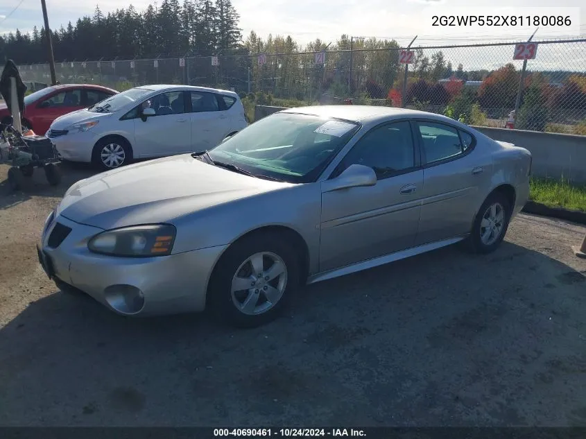 2008 Pontiac Grand Prix VIN: 2G2WP552X81180086 Lot: 40690461