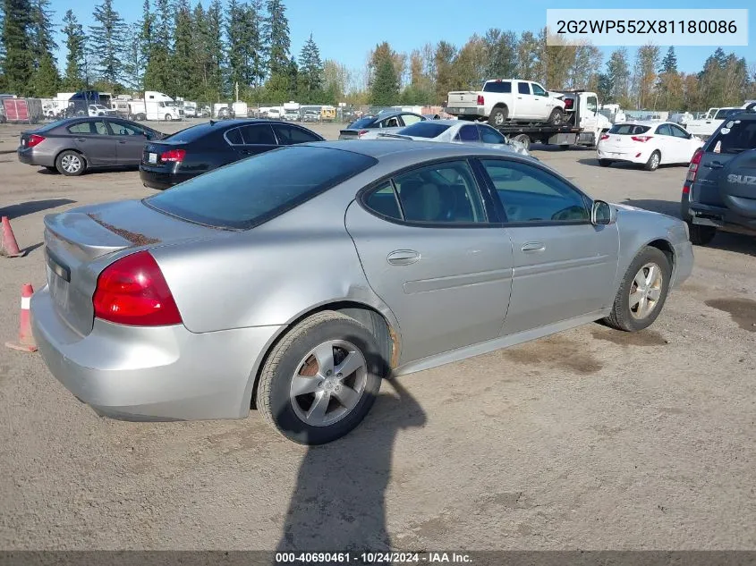 2008 Pontiac Grand Prix VIN: 2G2WP552X81180086 Lot: 40690461