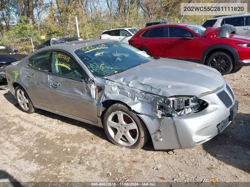 2008 Pontiac Grand Prix Gxp VIN: 2G2WC55C281111820 Lot: 40822618