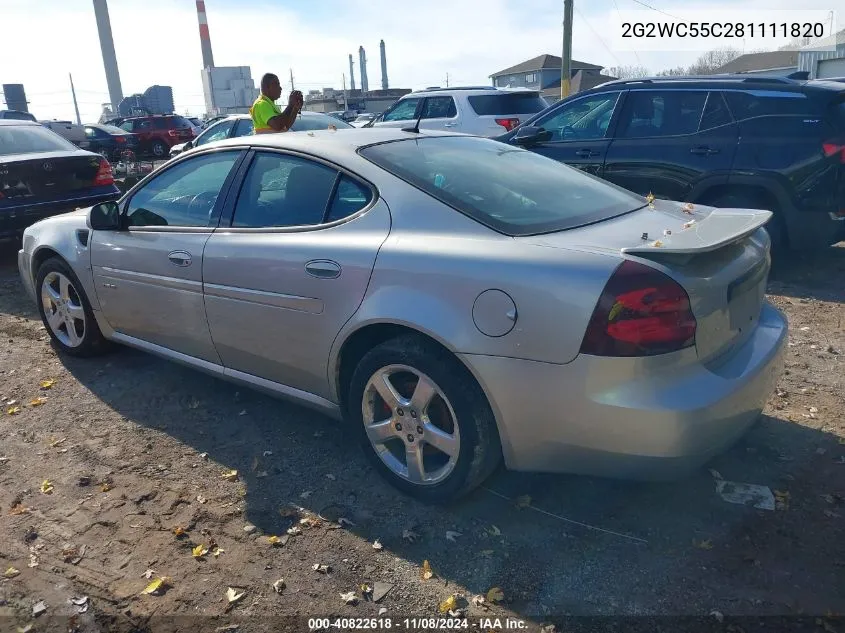 2008 Pontiac Grand Prix Gxp VIN: 2G2WC55C281111820 Lot: 40822618