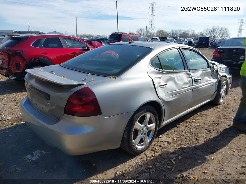 2008 Pontiac Grand Prix Gxp VIN: 2G2WC55C281111820 Lot: 40822618