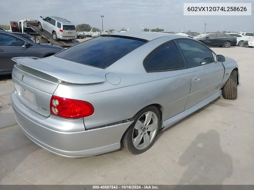 2004 Pontiac Gto VIN: 6G2VX12G74L258626 Lot: 40587543