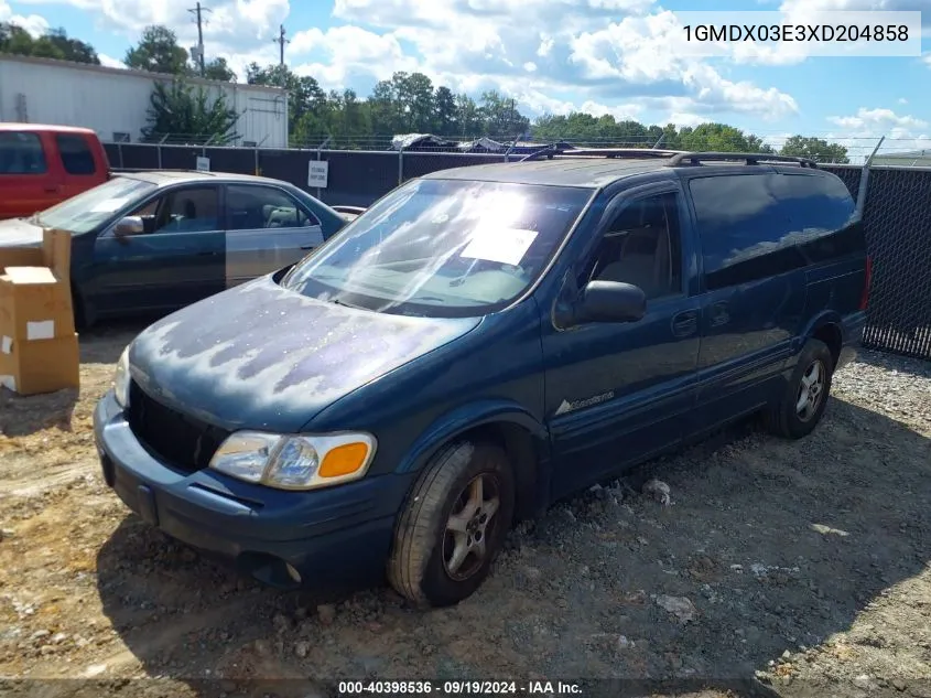 1999 Pontiac Montana VIN: 1GMDX03E3XD204858 Lot: 40398536