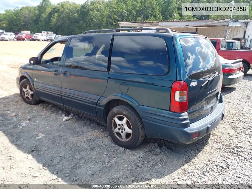 1999 Pontiac Montana VIN: 1GMDX03E3XD204858 Lot: 40398536