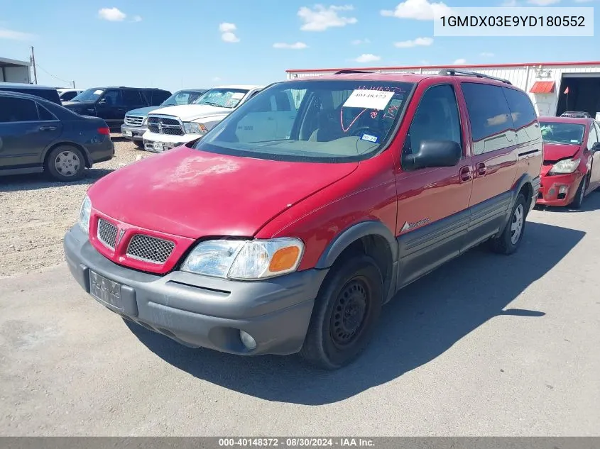 2000 Pontiac Montana M16 VIN: 1GMDX03E9YD180552 Lot: 40148372