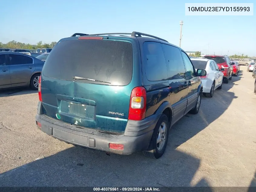 2000 Pontiac Montana V16 VIN: 1GMDU23E7YD155993 Lot: 40375561