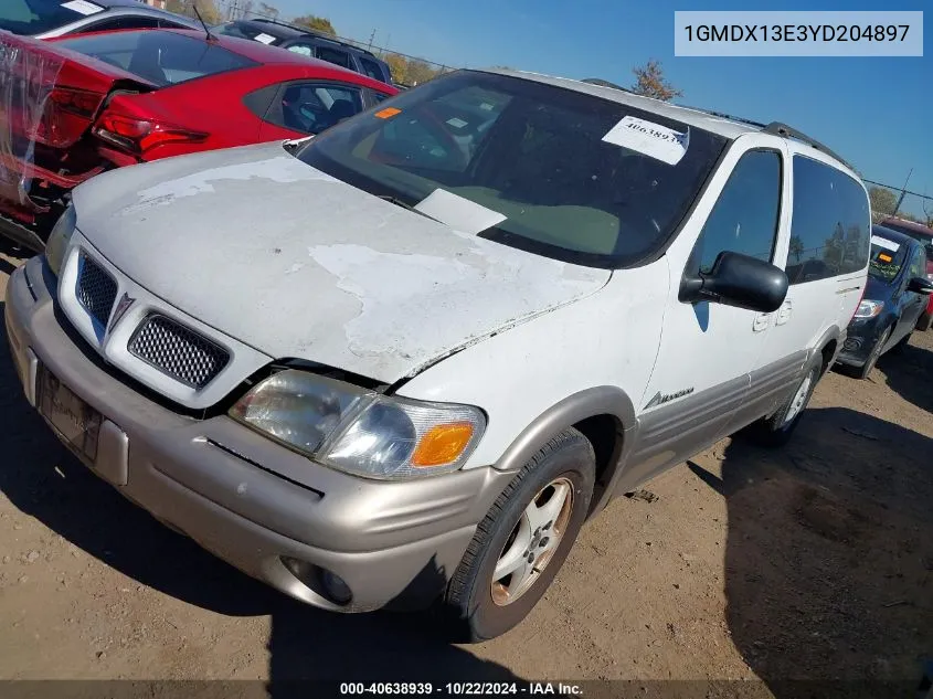 2000 Pontiac Montana M16 VIN: 1GMDX13E3YD204897 Lot: 40638939