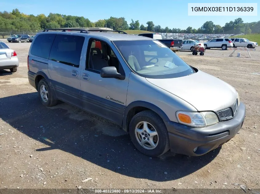 2001 Pontiac Montana VIN: 1GMDX03E11D136339 Lot: 40323480