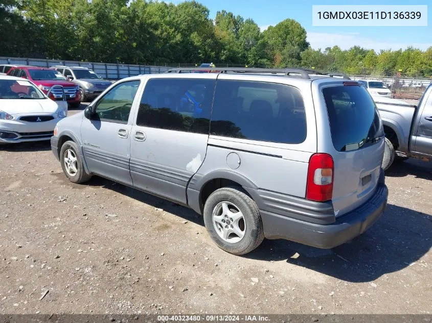 2001 Pontiac Montana VIN: 1GMDX03E11D136339 Lot: 40323480