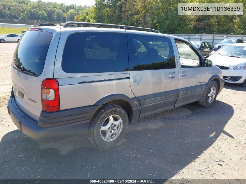 2001 Pontiac Montana VIN: 1GMDX03E11D136339 Lot: 40323480