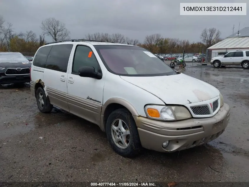 2001 Pontiac Montana M16 W/1Sh Pkg. VIN: 1GMDX13E31D212441 Lot: 40777454