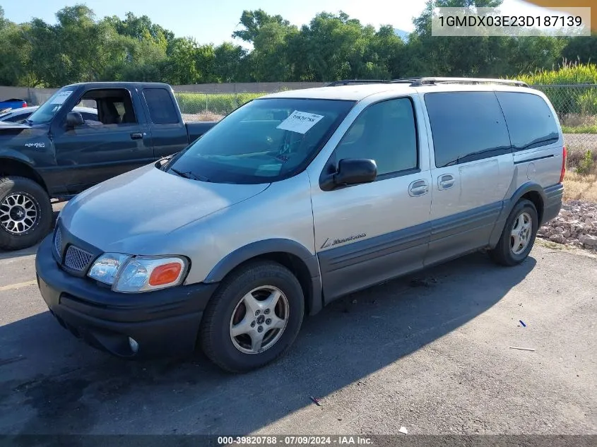 2003 Pontiac Montana M16 W/1Sa Pkg. VIN: 1GMDX03E23D187139 Lot: 39820788