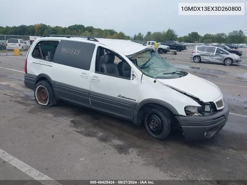 2003 Pontiac Montana M16 W/1Se Pkg. VIN: 1GMDX13EX3D260800 Lot: 40425424