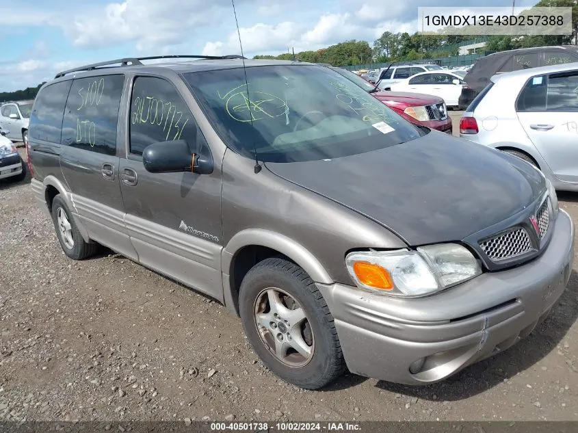 2003 Pontiac Montana M16 W/1Se Pkg. VIN: 1GMDX13E43D257388 Lot: 40501738