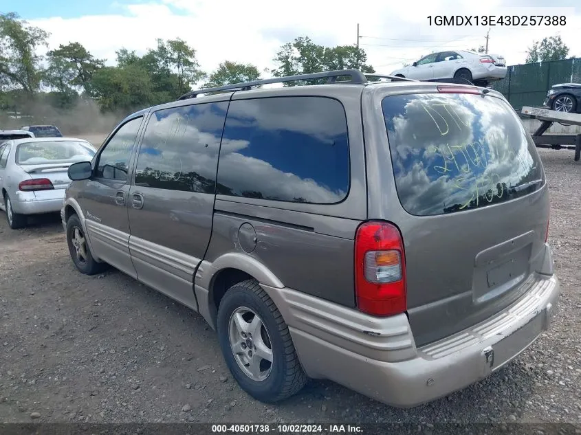 2003 Pontiac Montana M16 W/1Se Pkg. VIN: 1GMDX13E43D257388 Lot: 40501738