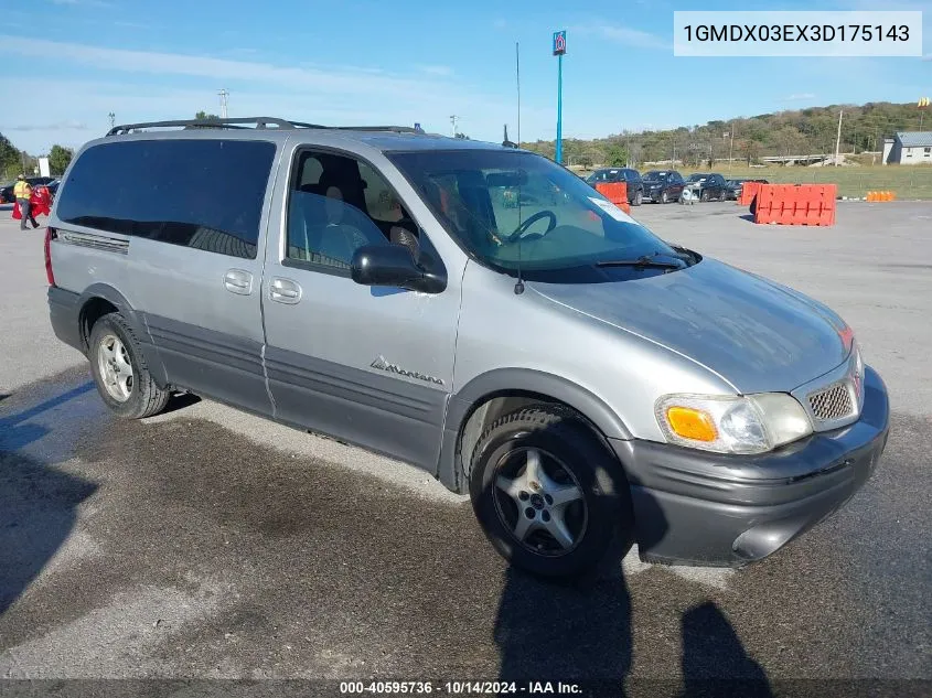 2003 Pontiac Montana M16 W/1Sa Pkg. VIN: 1GMDX03EX3D175143 Lot: 40595736