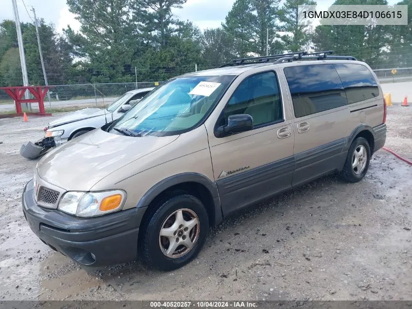 2004 Pontiac Montana M16 W/1Sa Pkg. VIN: 1GMDX03E84D106615 Lot: 40520257