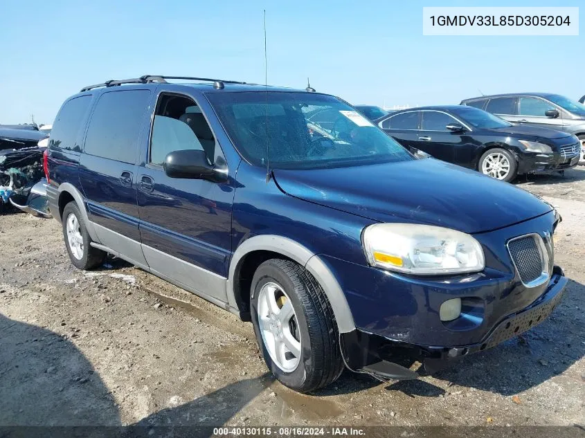 2005 Pontiac Montana Sv6 Fwd VIN: 1GMDV33L85D305204 Lot: 40130115