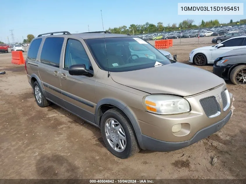 1GMDV03L15D195451 2005 Pontiac Montana Sv6 Fwd