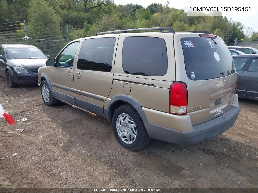 1GMDV03L15D195451 2005 Pontiac Montana Sv6 Fwd