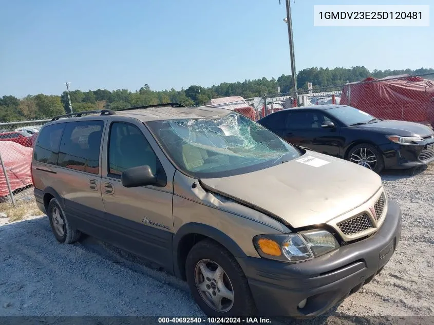 2005 Pontiac Montana VIN: 1GMDV23E25D120481 Lot: 40692540