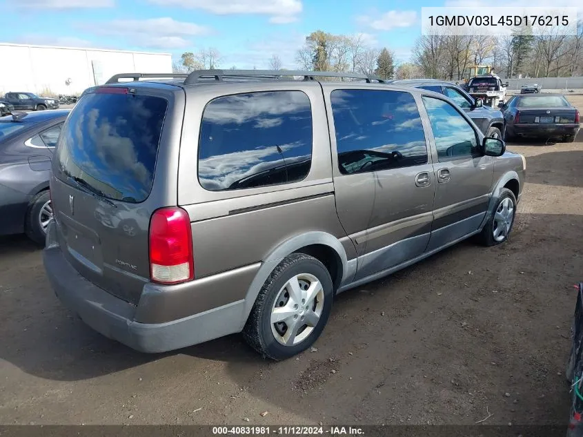 2005 Pontiac Montana Sv6 Fwd VIN: 1GMDV03L45D176215 Lot: 40831981