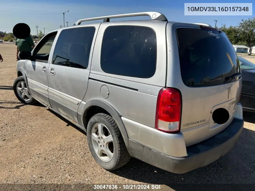 2006 Pontiac Montana Sv6 VIN: 1GMDV33L16D157348 Lot: 30047836