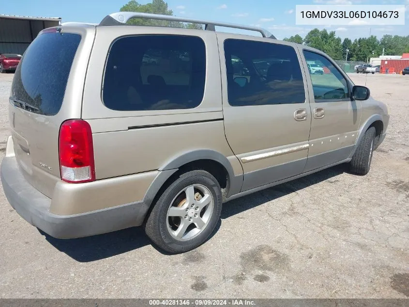 2006 Pontiac Montana Sv6 VIN: 1GMDV33L06D104673 Lot: 40281346