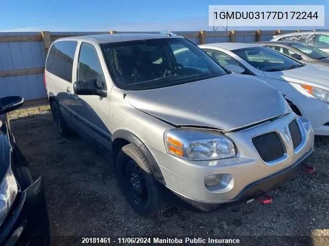 2007 Pontiac Montana Sv6 VIN: 1GMDU03177D172244 Lot: 20181461