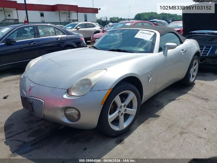 2006 Pontiac Solstice VIN: 1G2MB33B96Y103152 Lot: 39564086