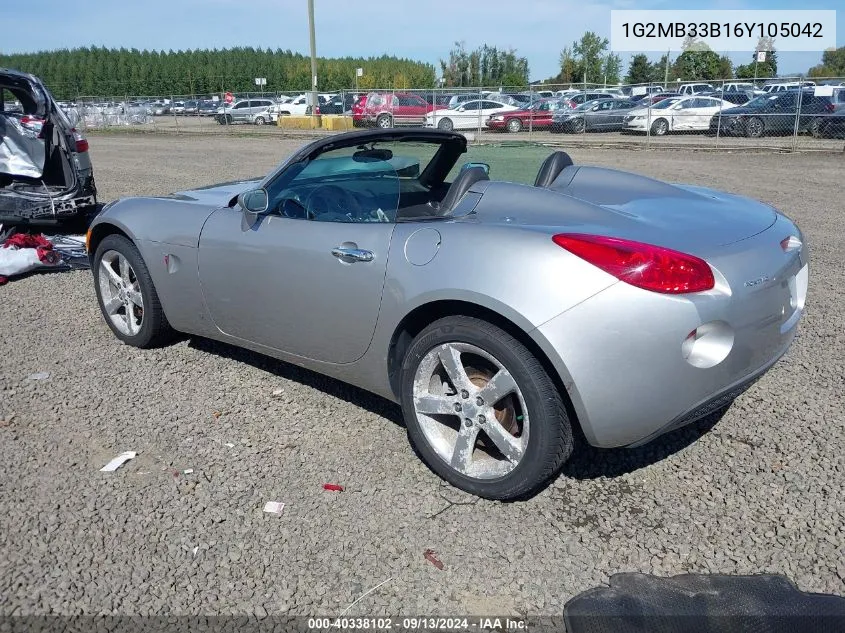 2006 Pontiac Solstice VIN: 1G2MB33B16Y105042 Lot: 40338102