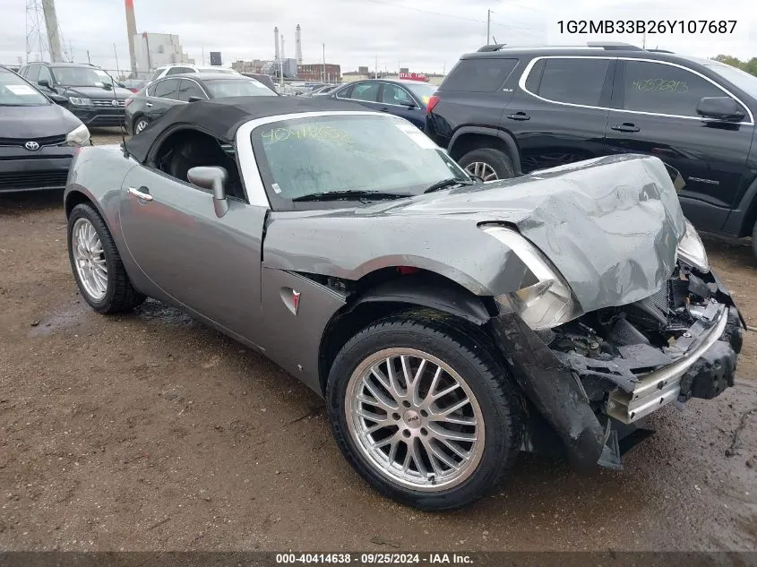 2006 Pontiac Solstice VIN: 1G2MB33B26Y107687 Lot: 40414638