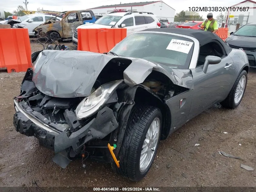 2006 Pontiac Solstice VIN: 1G2MB33B26Y107687 Lot: 40414638